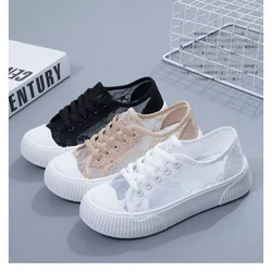 New Women Lace Casual Shoes Woman Breathable Mesh Sneakers Flats Platform Floral Loafers Comfort Shallow Walking Shoes 35-40