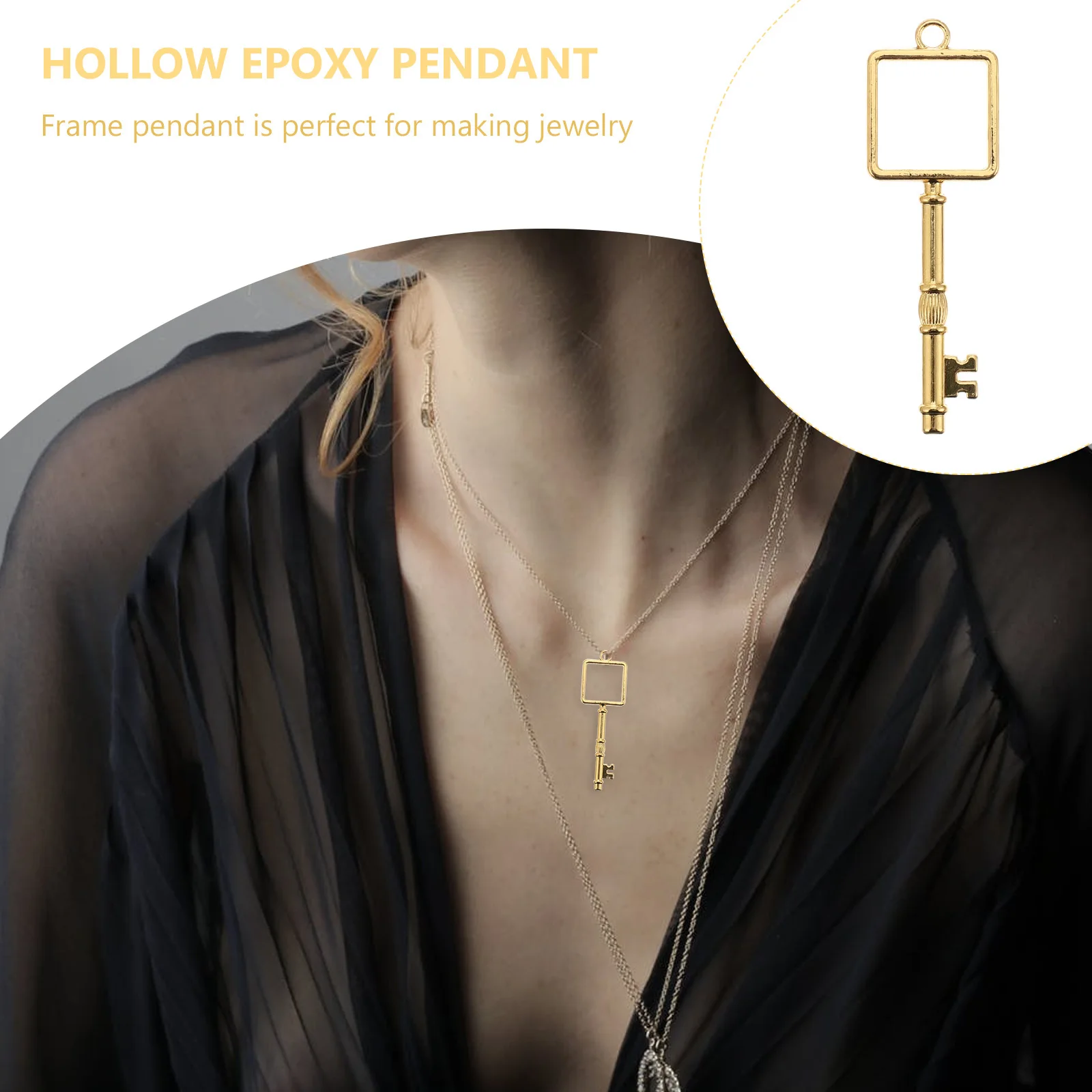 6 قطعة المعلقات الإطار المعدني مفتاح موضوع الجوف الراتنج السحر DIY بها بنفسك مجوهرات الحرفية أساور القلائد الايبوكسي قلادة صنع #6