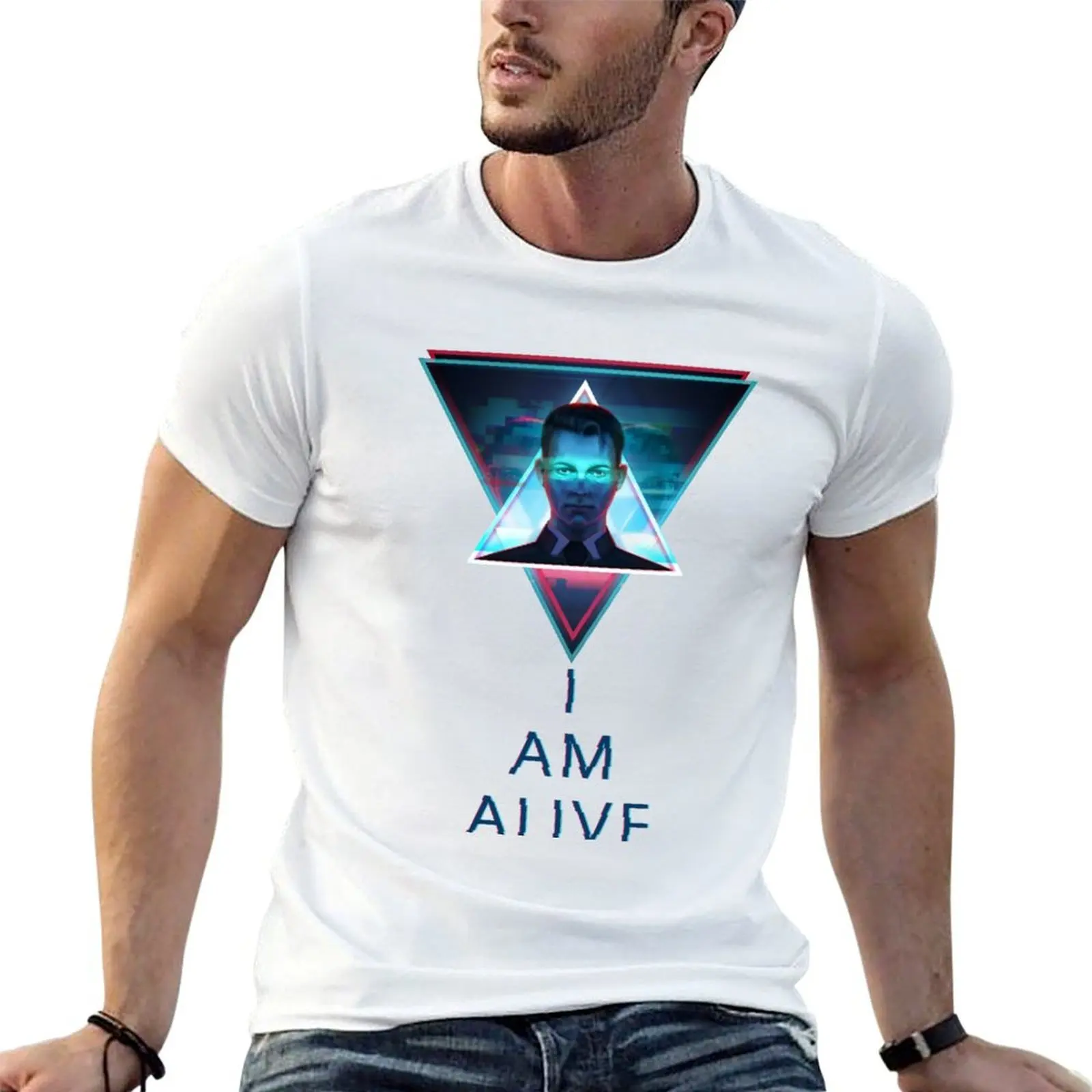 Connor- Detroint: T-shirt en coton doux au toucher, basique, pour devenir humain