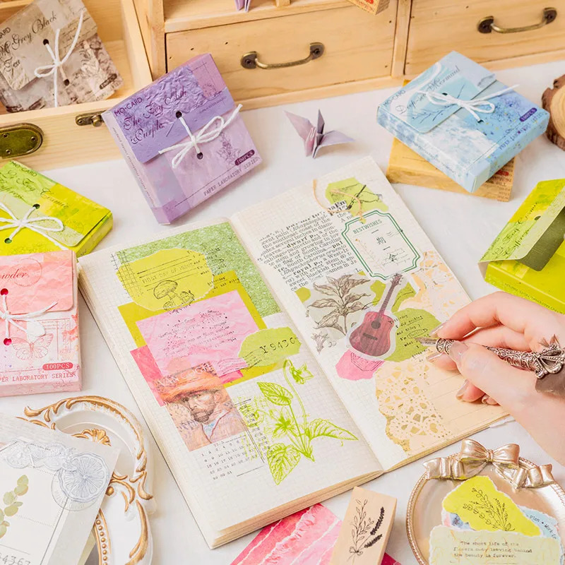 100 ورقة خمر قصاصات ورقية حساب اليد ورقة DIY المواد الزخرفية قاعدة ورقة DIY بها بنفسك سكرابوكينغ المواد ورق الحرف #5