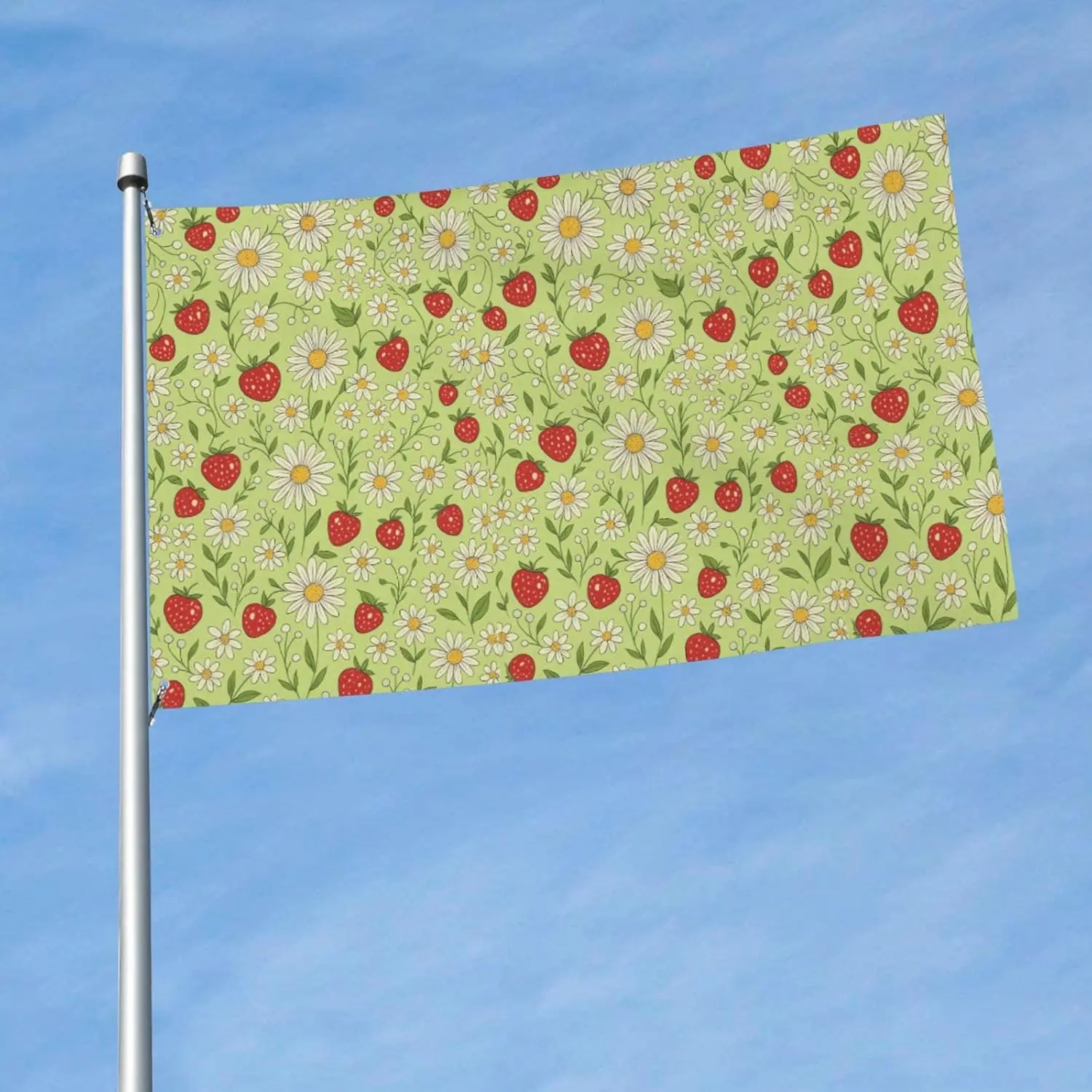 Strawberry Daisy Flag Home Decor Yard Decor Vivid Color Outside Flags