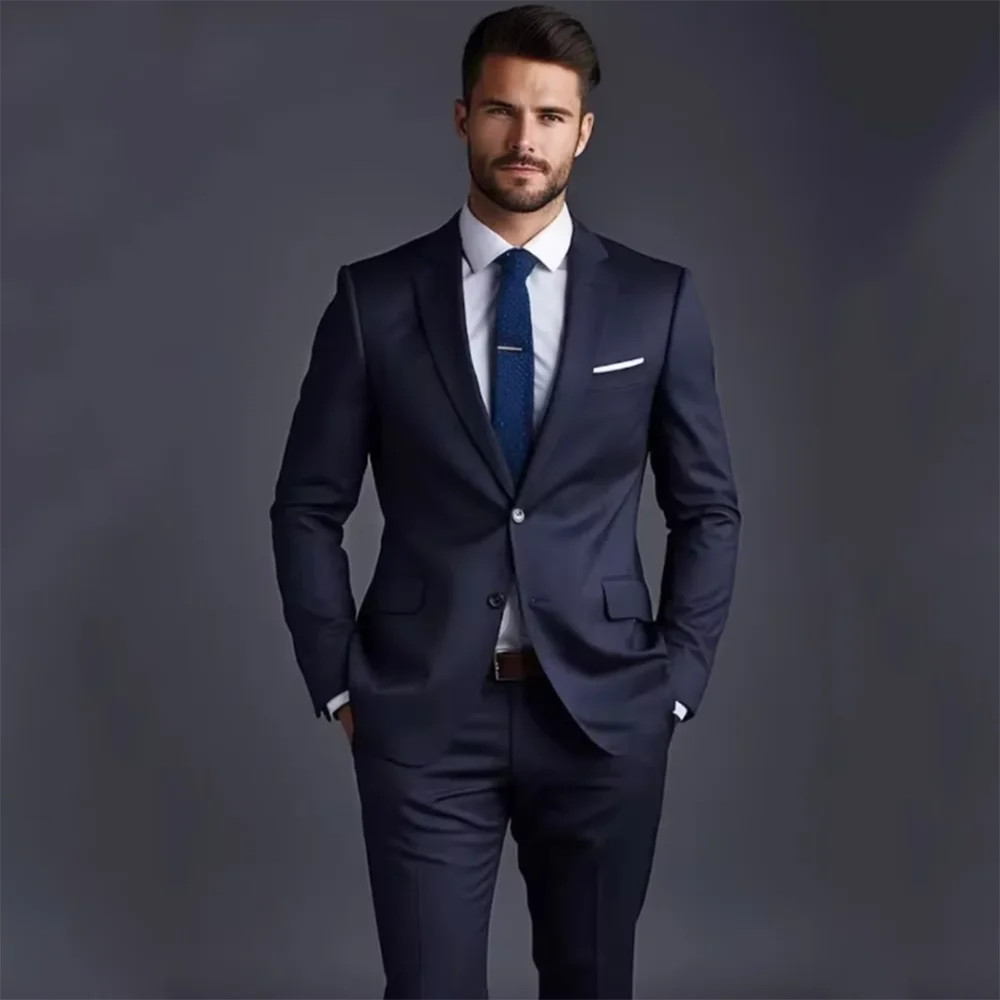 

Handsome Suits For Men Notch Lapel For Formal Occasions Business Office Two Pieces Jacket Pants Custom Homme Single Breasted
