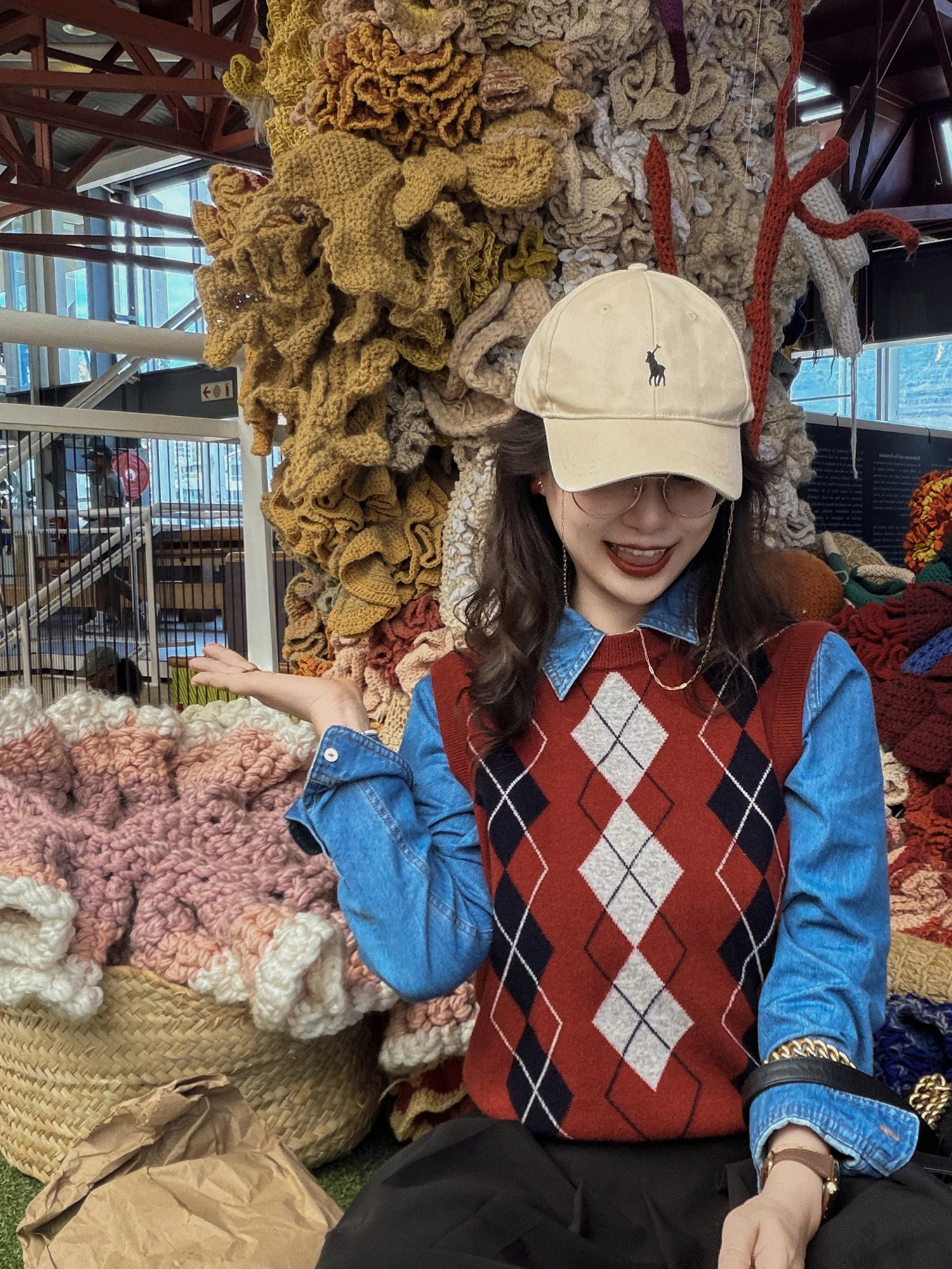 

Жилет Apipedr Casual Sle из мериносовой шерсти с ромбовидным узором, универсальная уличная модная верхняя одежда для женщин