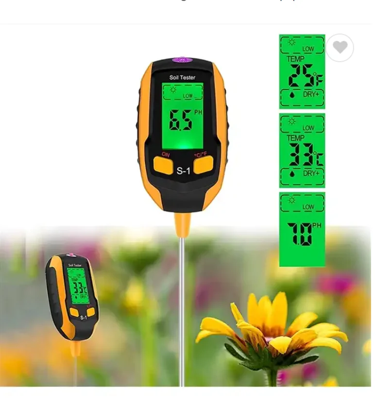 5 in 1 Measuring  Soil Tester PH Meter Moisture Temperature Detector Portable for Potted Plants Garden