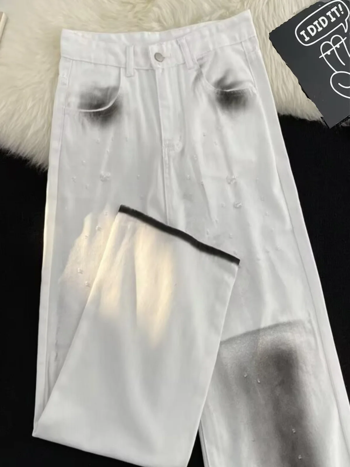 

Мужские джинсы в стиле American High Street, свободные прямые широкие брюки из денима, весна-осень, повседневный молодежный стиль