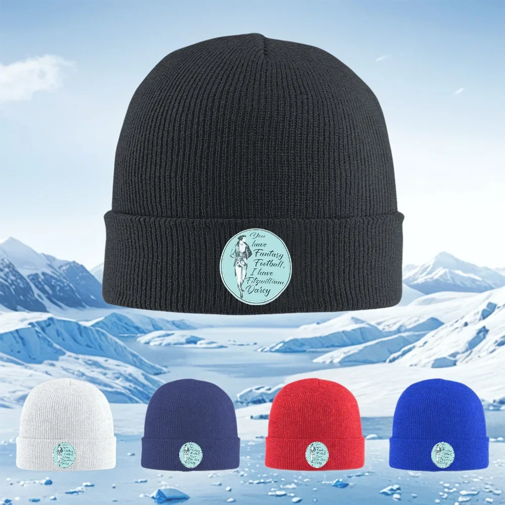 2026 Man pose,text,floral circle emblem Men Women Unisex Knitted Hat Beanie Pullover Cap Winter Thermal Warm Christmas Outdoor C