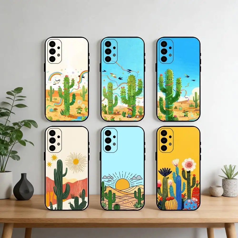 

Desert Cactus Phone Case For Samsung S25,S24,S21,S22,S23,S30,Ultra,S20,Plus,Fe,Note,10,9,5G Black Cover