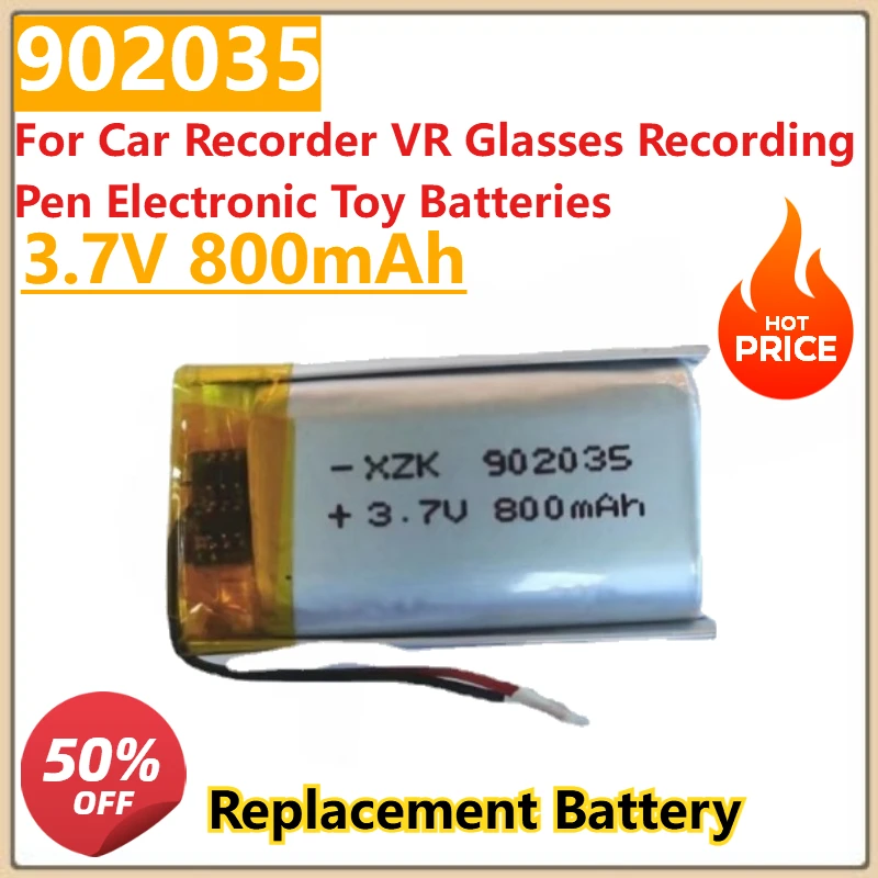 

New 3.7V 600mah Rechargeable Lithium Polymer Battery 902035 for Car Recorder VR Glasses Recording Pen Electronic Toy Batteries
