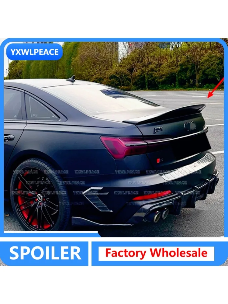 R Stijl Real Carbon Fiber/FRP Zwart Kofferbak Lip Spoiler Body Kit Accessoires Voor Audi A6 C8 2019 2020 2021 2022 - afbeelding 2
