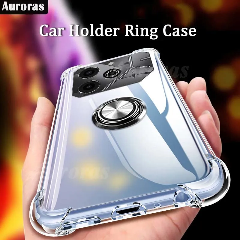 Auroras For Tecno Pova 6 Pro 5G Case Adsorbable Ring Transparent Airbag Silicone Shell For Tecno Pova6 Neo 4G Cover Fundas