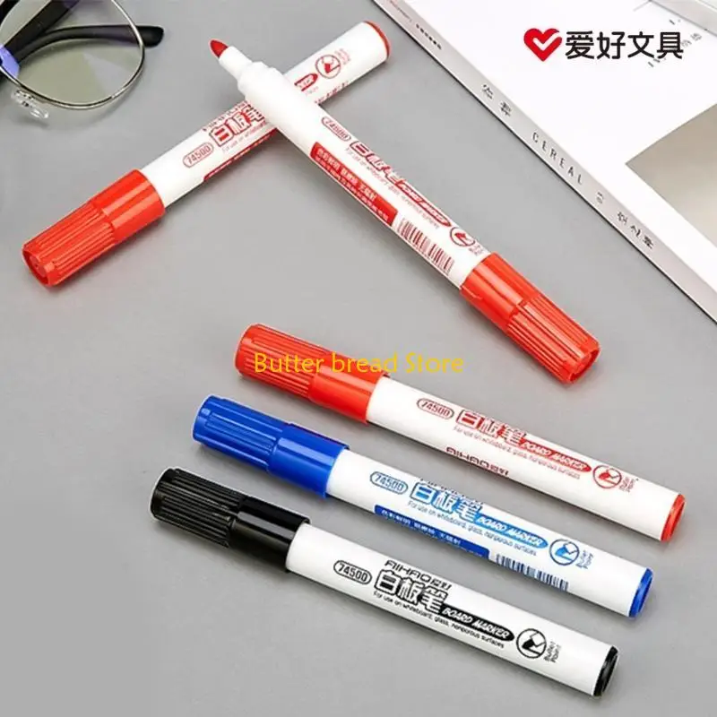 W89C 3 متنوعة اللون الأسود الأزرق الأزرق الجاف الجاف آلام البيضاء علامات الجافة محو أقلام الأقلام البيضاء.