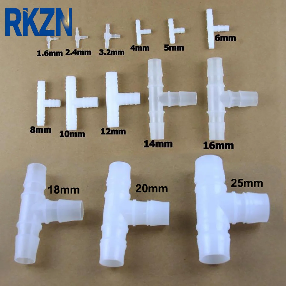 5PCS 1.6/2.4/3.2/4/5/6/8/10/12/14/16/18/20/25mm Hose Barb Equal Tee Plastic Connector Pipe Fitting For Aquarium Fish Tank