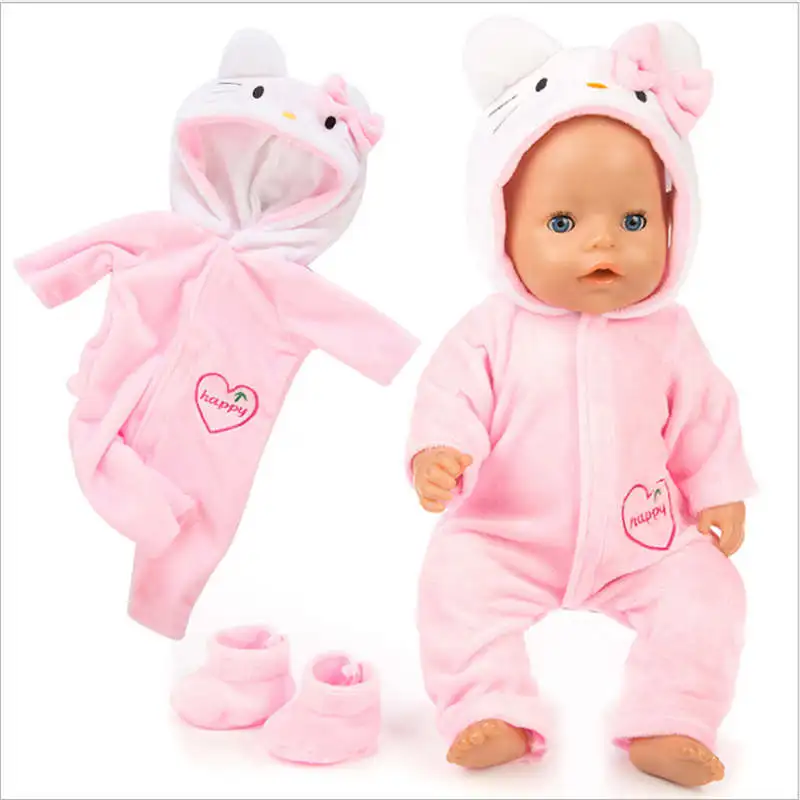 Doll Clothes for 43cm Born Baby Doll Leather Clothes Pink Doll Coat for 17 Inch Baby Doll Jacket Winter Toys Clothes