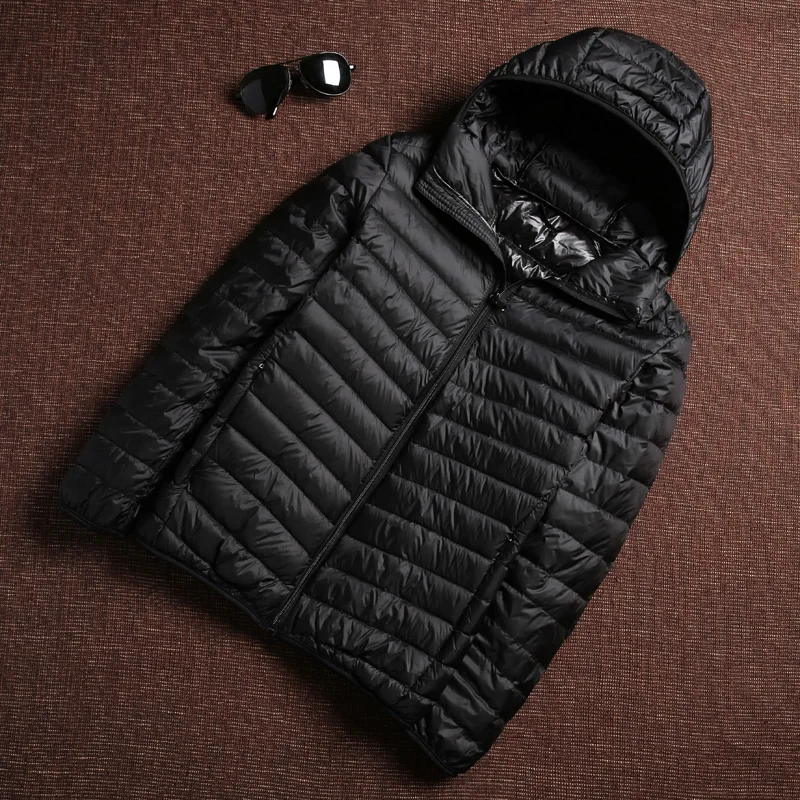 Herbst Winter Männer Puffer Jacken Herren koreanische Mode Kapuze ultraleichte packbare Wasser und wind abweisende atmungsaktive Daunen mantel