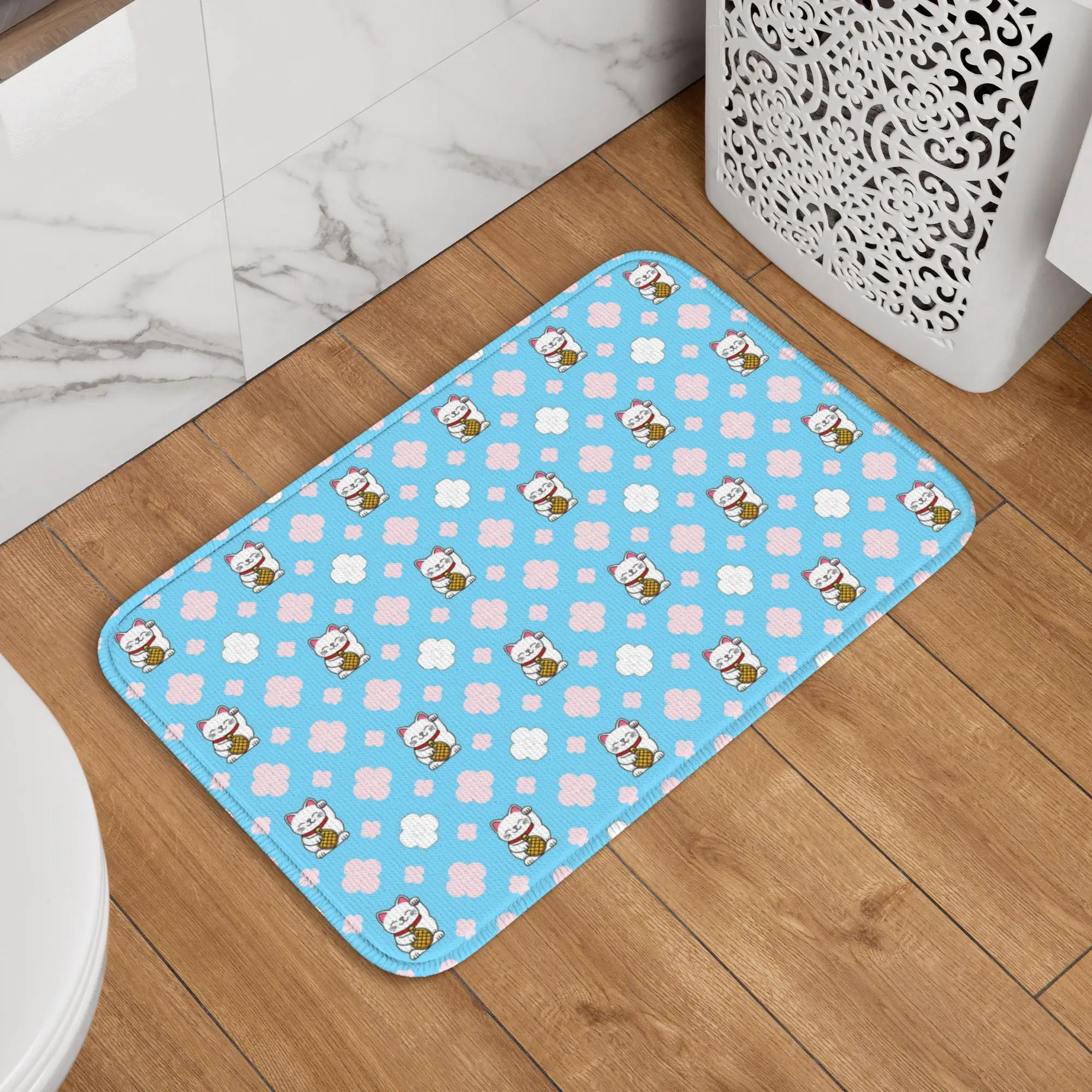 Alfombra de dibujos animados de gato Maneki Neko, alfombra antidesgaste, alfombra para la entrada de la cocina, alfombra para el suelo del hogar, alfombrillas para el balcón