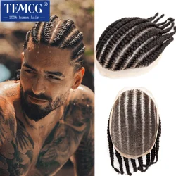 Male Hair Prosthesis 8 Cornrow Braids Toupee For Men and Women Men's Capillary Prothesis Breathable Full Lace 100% Human Hair