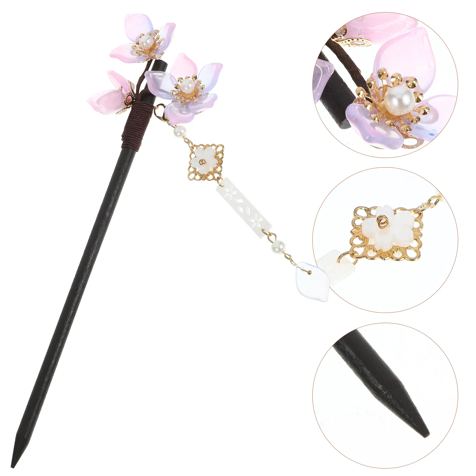 

Hairpin Accessories Vintage Stick for Women Tassel Crystal Chopstick Wood