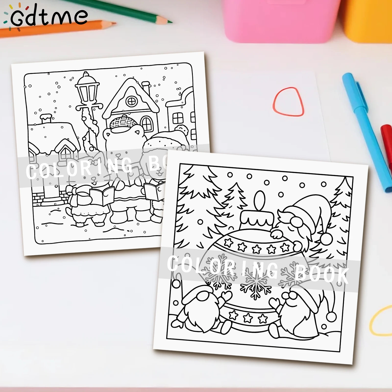 COZY Christmas Coloring Book for Adults Featuring Cute Cozy Daily Activities for Relaxation （Randomly give away 1 greeting card）