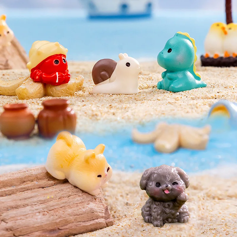 20Pcs Dinosaurs Hamster Snail Cat Dog Crab Squirrel Elephant Fox Rabbit Figurine Miniature Fairy Garden Decoration Accessories