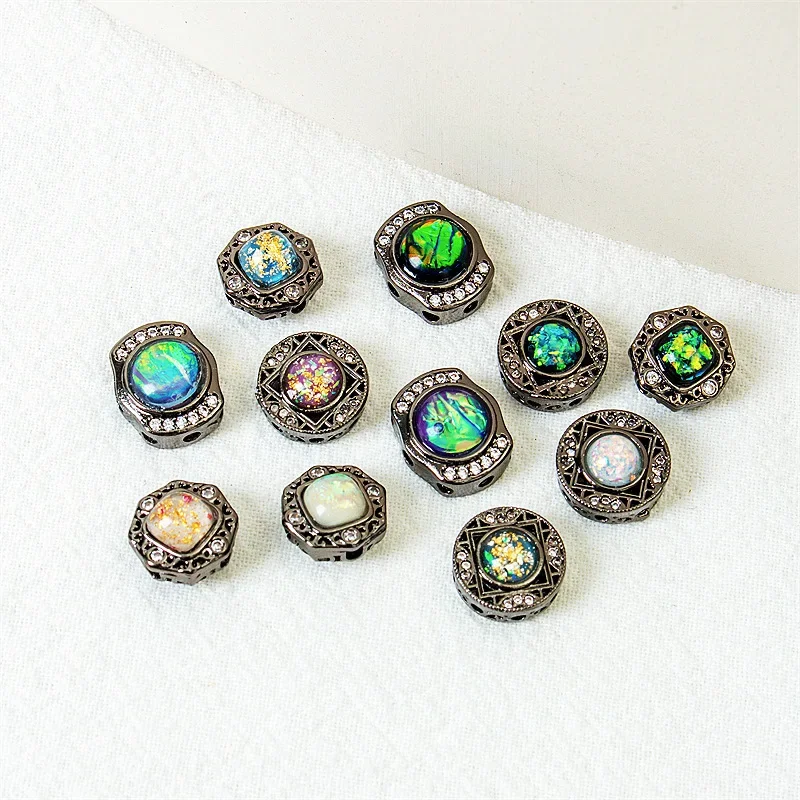 5 Pieces of Copper Plated Gun Black Hollow Spacer Beads DIY Pearl Bracelet Necklace Hand String Jewelry Accessories Wholesales