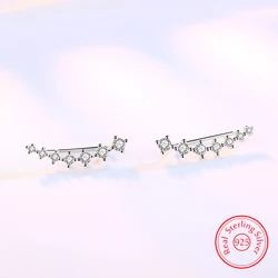 Real 925 Sterling Silver Women's High Quality Fashion Jewelry Multiple Crystal Zircon Hoop Earrings New XY0220