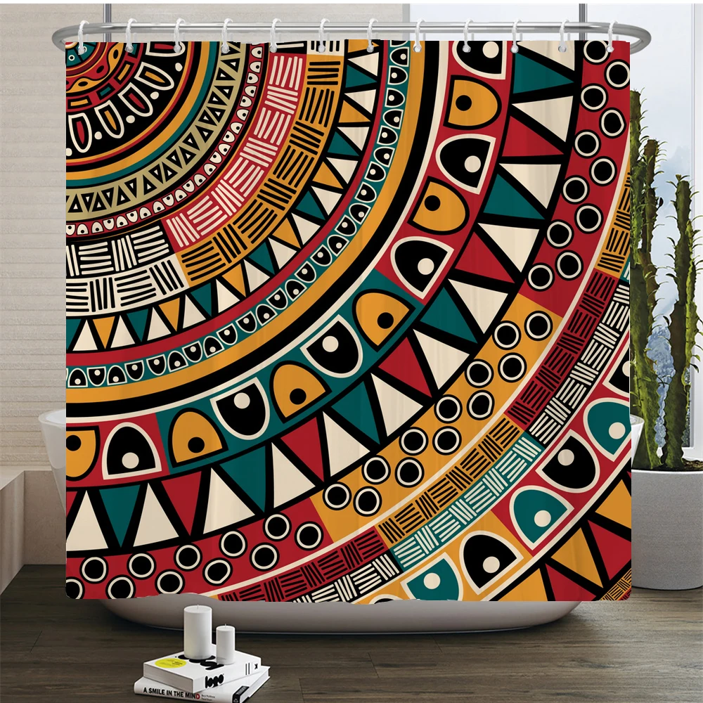 Bohemian style Shower Curtains Boho Flowers Bath Curtain Printed Polyester Fabric Bathroom Bathtub Decor Curtain with Hooks