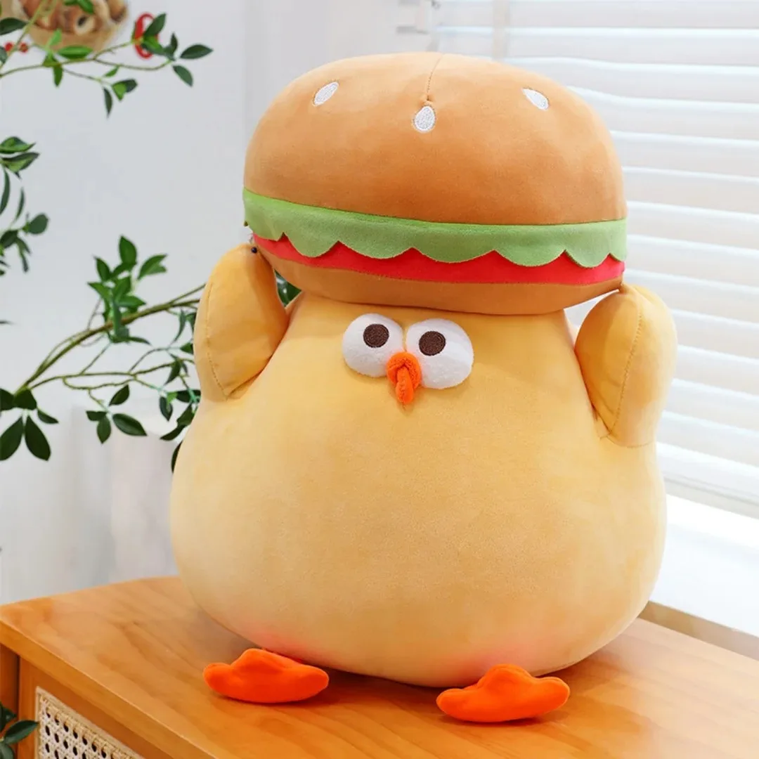 1pc 30cm/11.81in Cartoon burger dun dun chicken plush toy doll fun burger chicken pillow furniture sofa ornaments to decompress