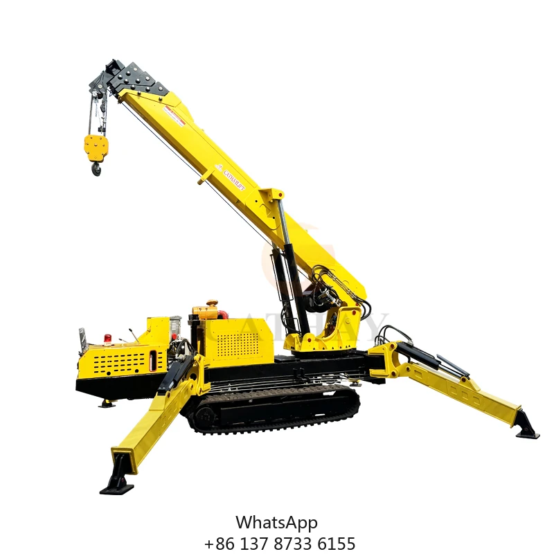 1200kgs 1.2ton 6m 25m Lifting Height Compact Mini Spider Crane With Telescopic Boom For Sale