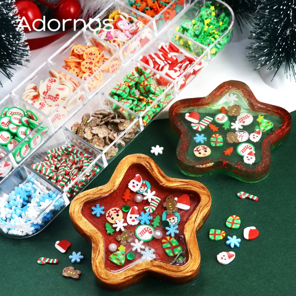 クリスマスネイルアートデコレーションスノーフレーク雪だるまソフト粘土スライスクリスマスギフト新年かわいいクリスマス帽子ジンジャーブレッドネイルパーツ