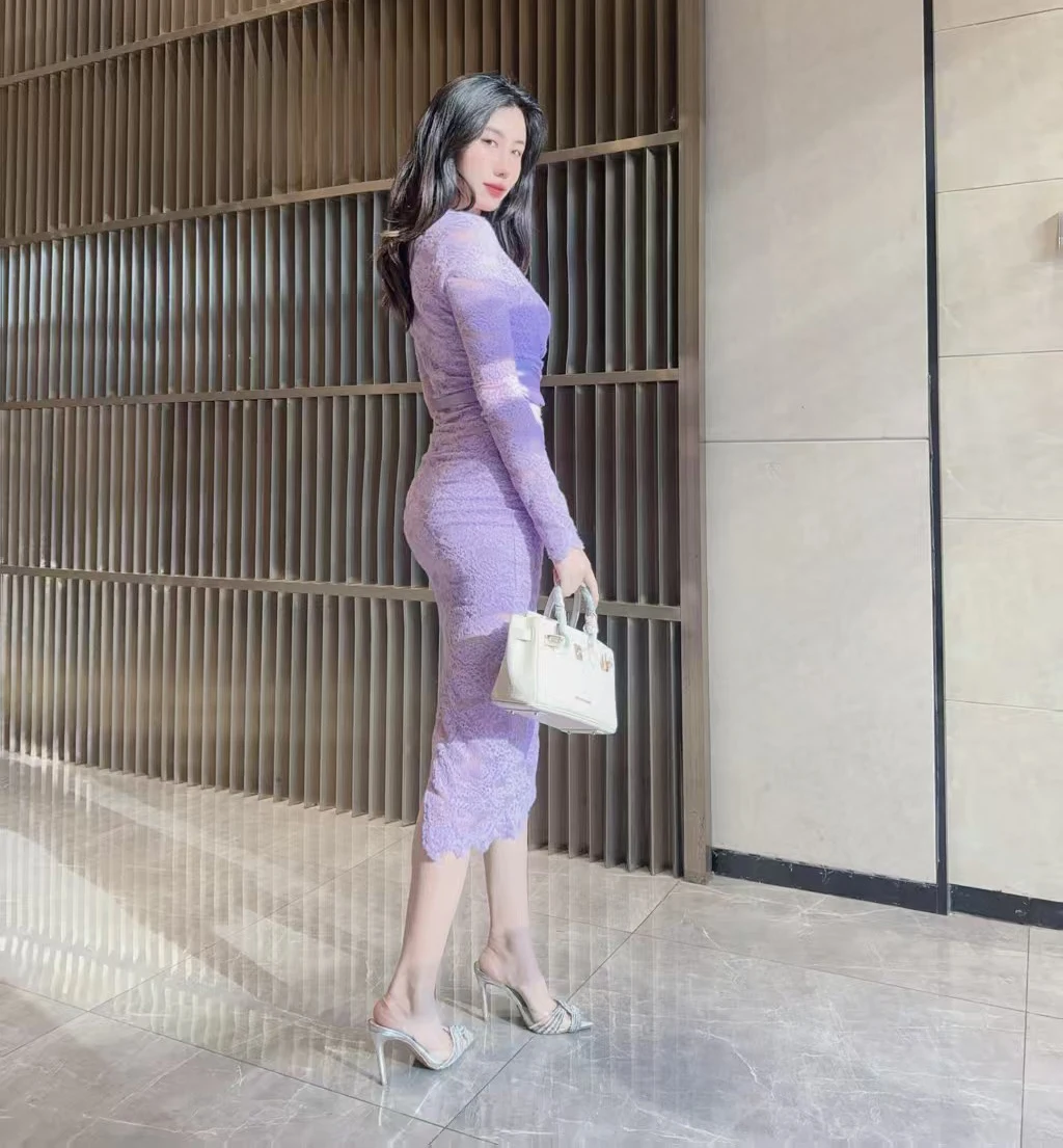 Elegantes Midikleid für Damen, Harajuku, lange Ärmel, Kleider, Indie, ästhetisches Geburtstags-Abendkleid, Herbstkleidung, figurbetontes Kleid