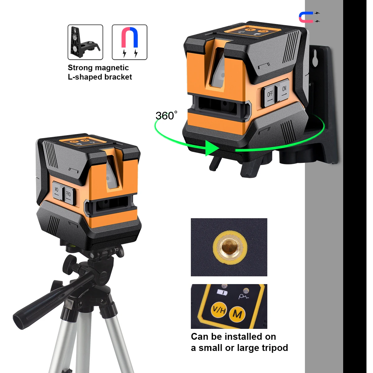 Rongpro 2 Lines Laser Level green line Self Leveling 360 Horizontal And Vertical Super Powerful  Mini portable Green Beam Laser