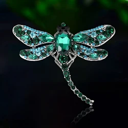 Trendy Rhinestone Dragonfly Brooches for Women Unisex Glass Insect Pins Event Party Backpack Decoration Clothes Accessories