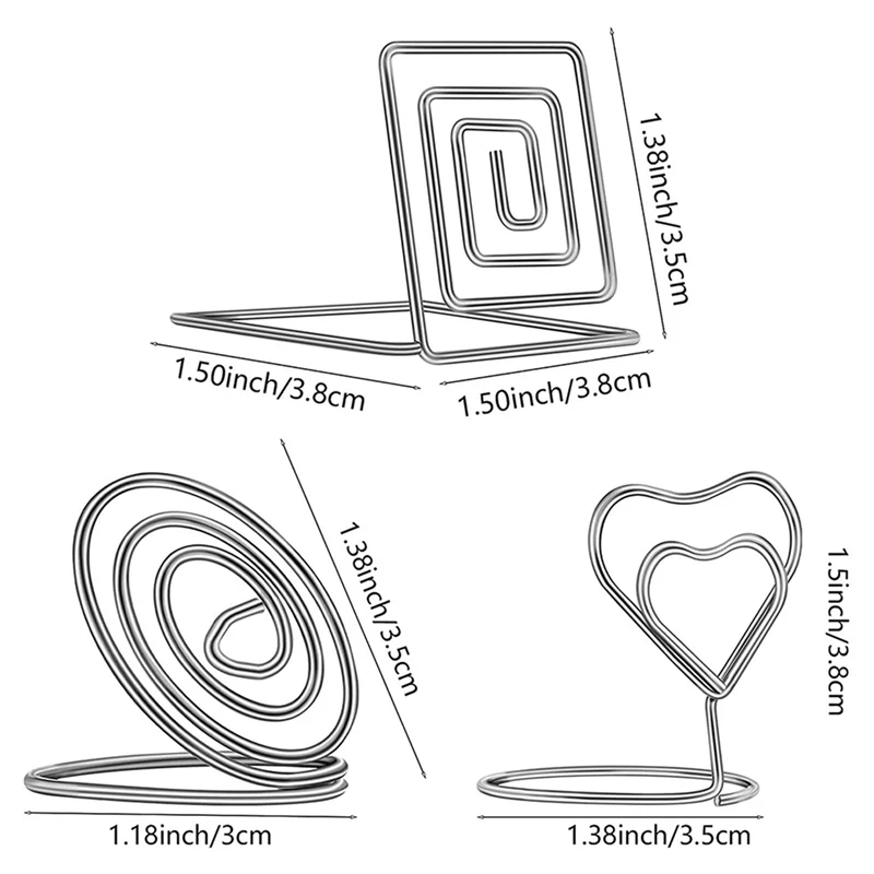 AT29-60 قطع حامل بطاقة الطاولة سلك مكان حامل البطاقة حامل القائمة حامل الصور مقاطع بطاقة حامل لحفلات الزفاف ، حفلة العشاء
