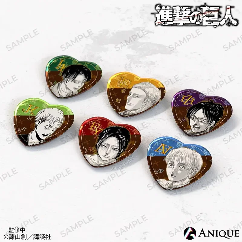 Attack on Titan Tinplate Badge Peripheral Products ErenErwin Levi  Heart Shaped Badge White Day Genuine ANIQUE in Stock Original