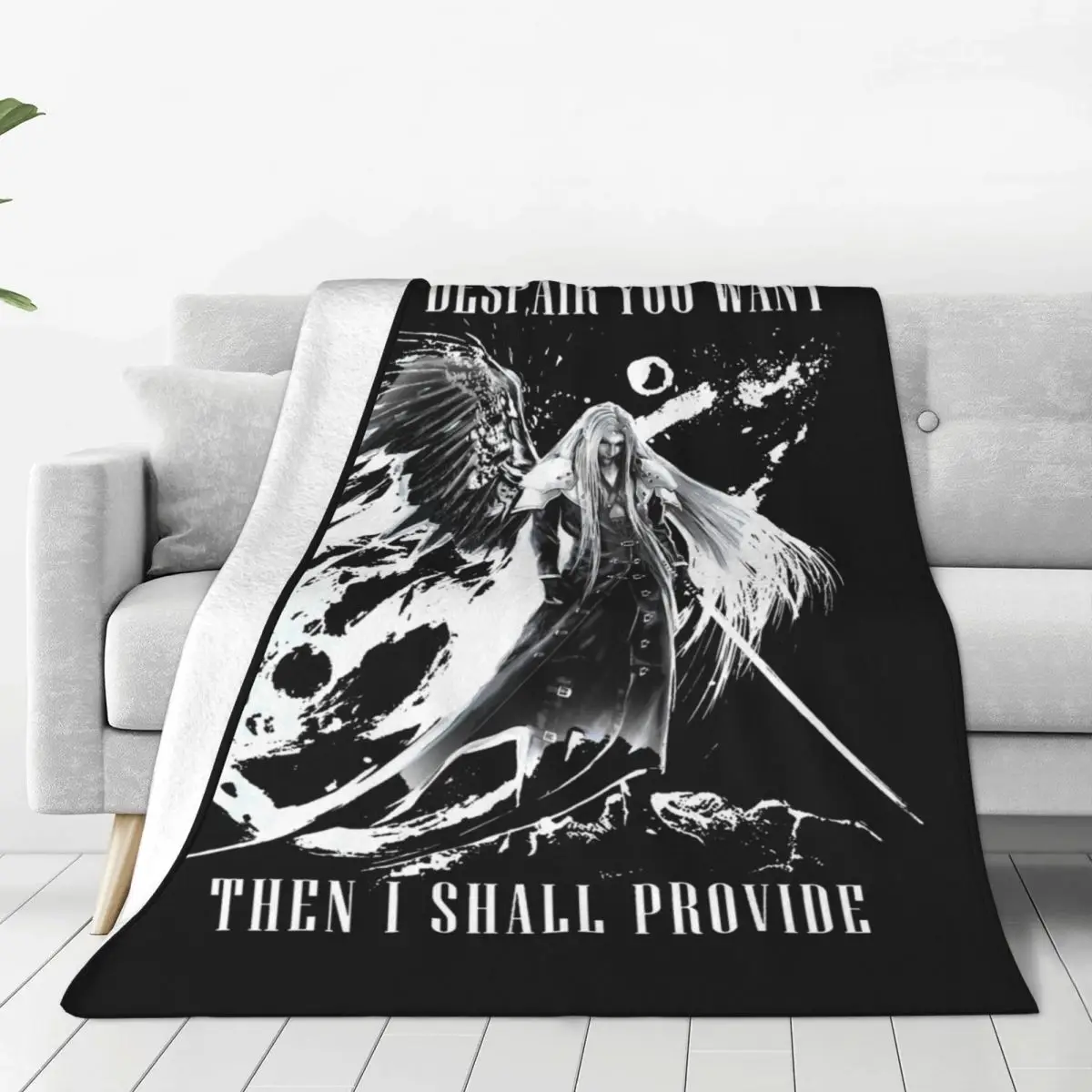 Sephiroth FF7 The One Winged Angel Final Fantasy Blanket Velvet Printed Portable Warm Throw Blankets for Bed Car Bedspreads