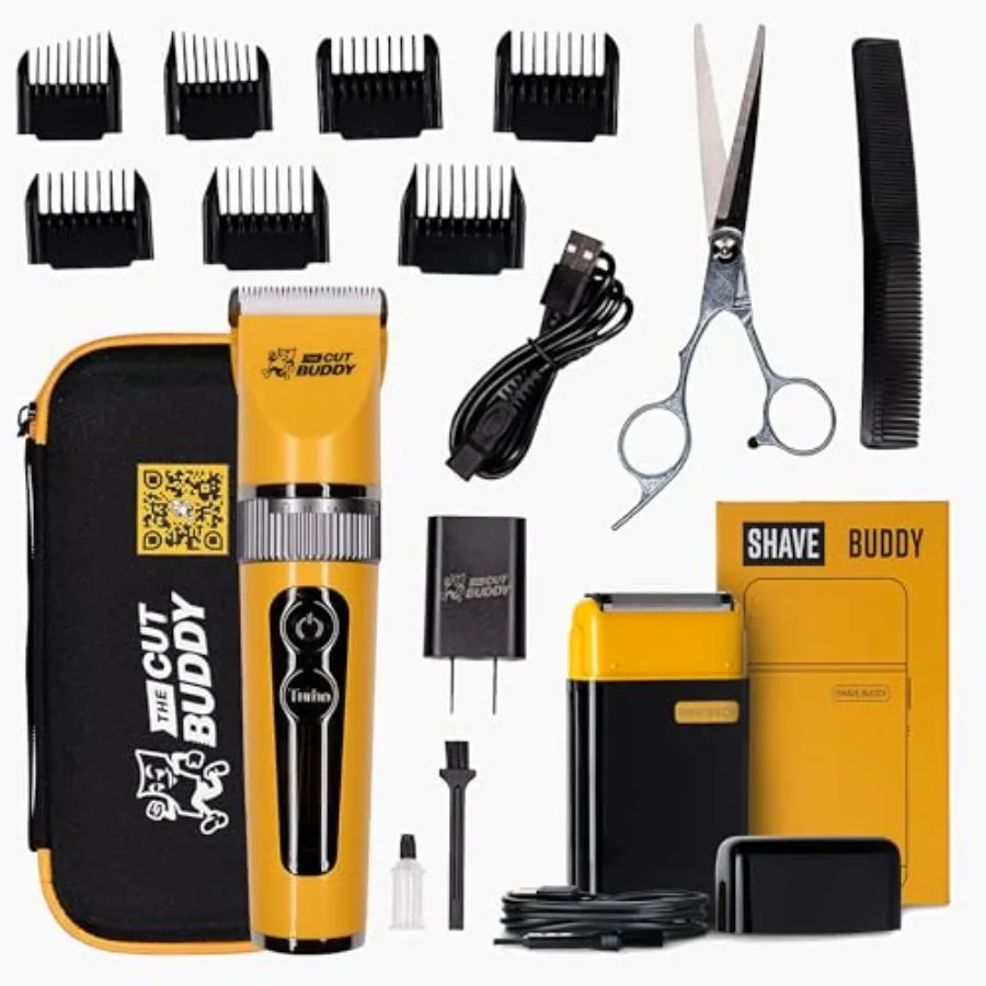 

Men's Electric Face Head Shaver with Cut Buddy Clipper Grooming Set Compact Mini Foil Shaver Stainless Steel Blades Black and S