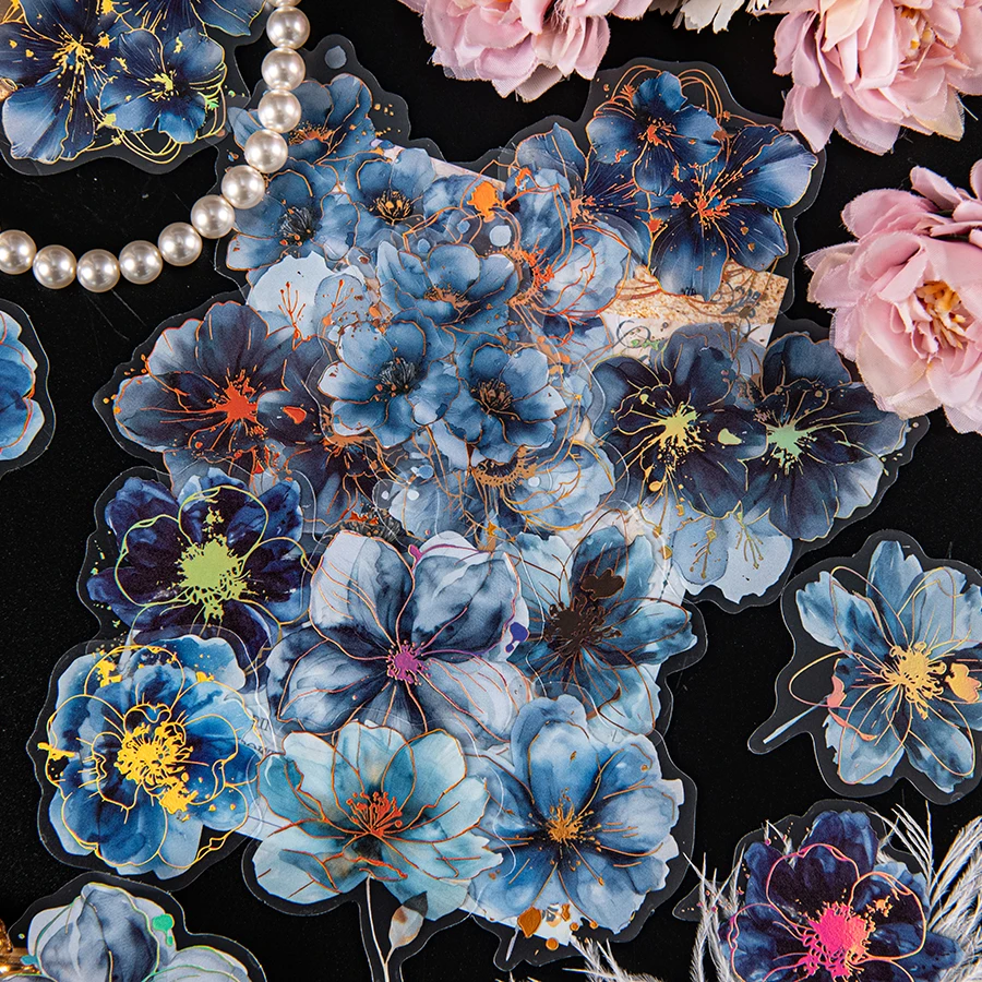 2 adesivi decorativi floreali fai da te, realizzati in materiale PET impermeabile, adatti per decorare cancelleria, diari, album, et