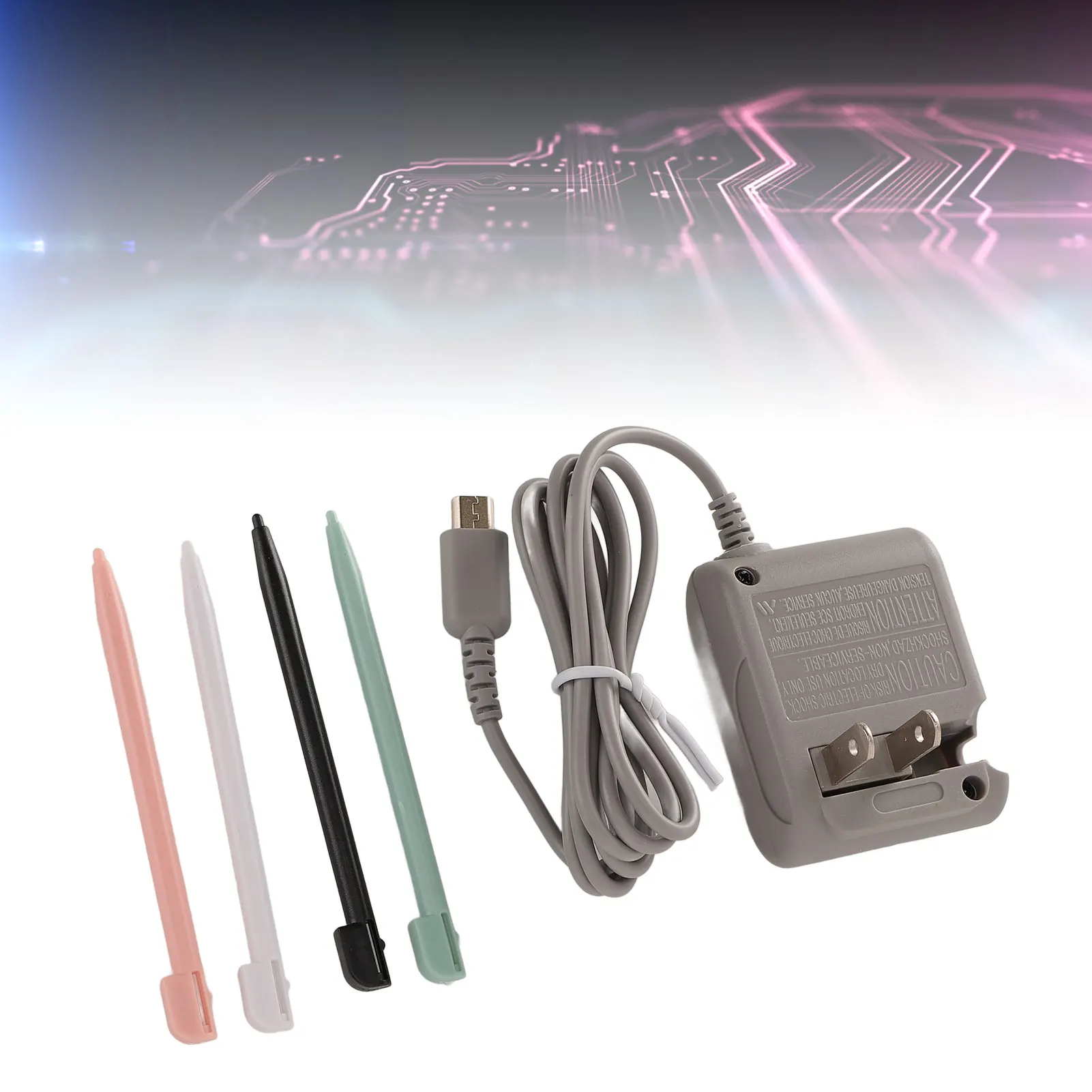 AC Power Adapter Charger with 4 Stylus Pen Accurate Control High Sensitivity Safe Wall Travel Charger for DS Lite