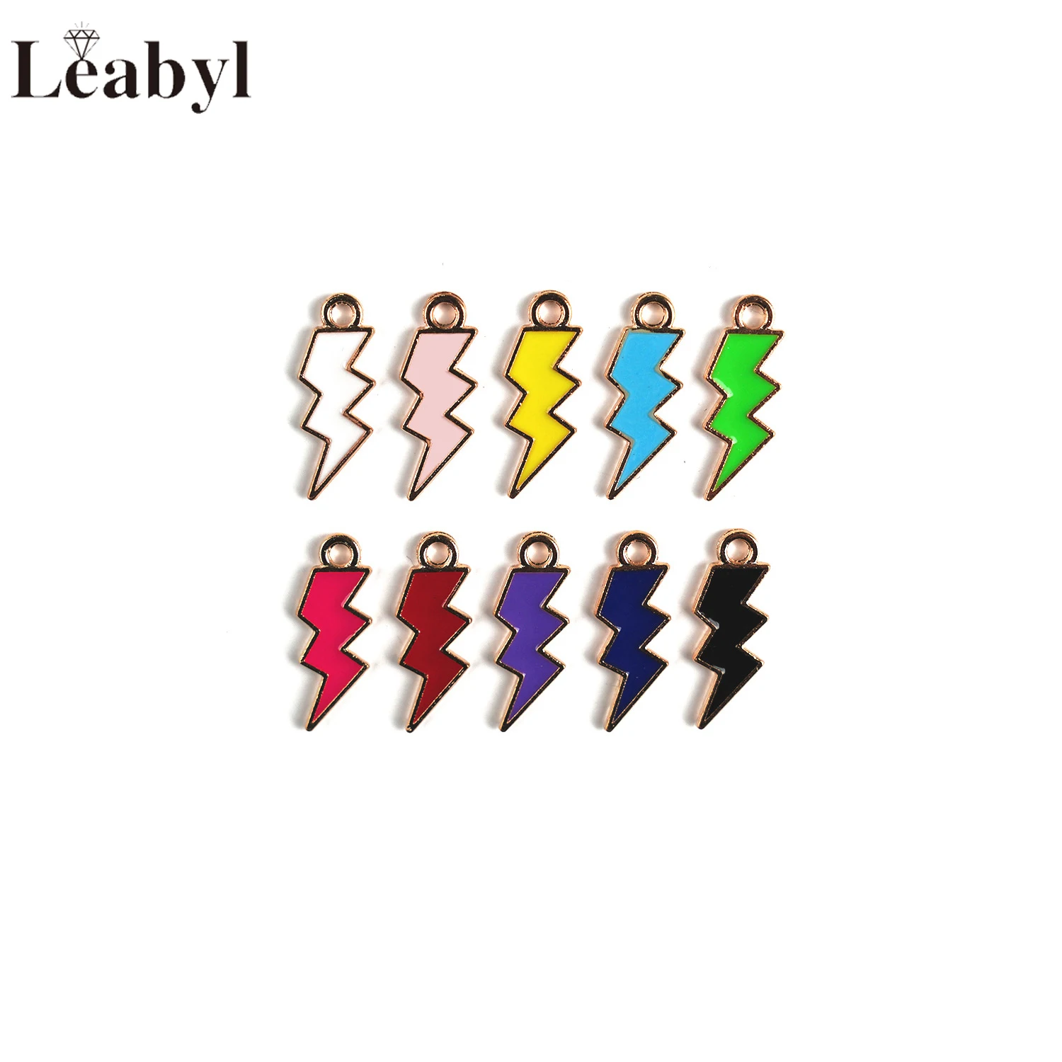 Multicolor Enamel Thunder Lightning Charms Pendants for DIY Bracelet Keychain Necklace Jewelry Making Accesories 10 Pcs Mix