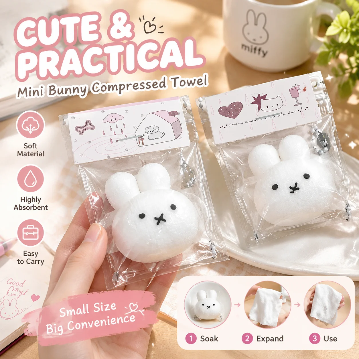 Mini Miffy Rabbit Head Squeeze Toy Super Soft Touch Kawaii Cute Exquisite Pendant Keychain Stress Relief Fidget Toy Wholesale