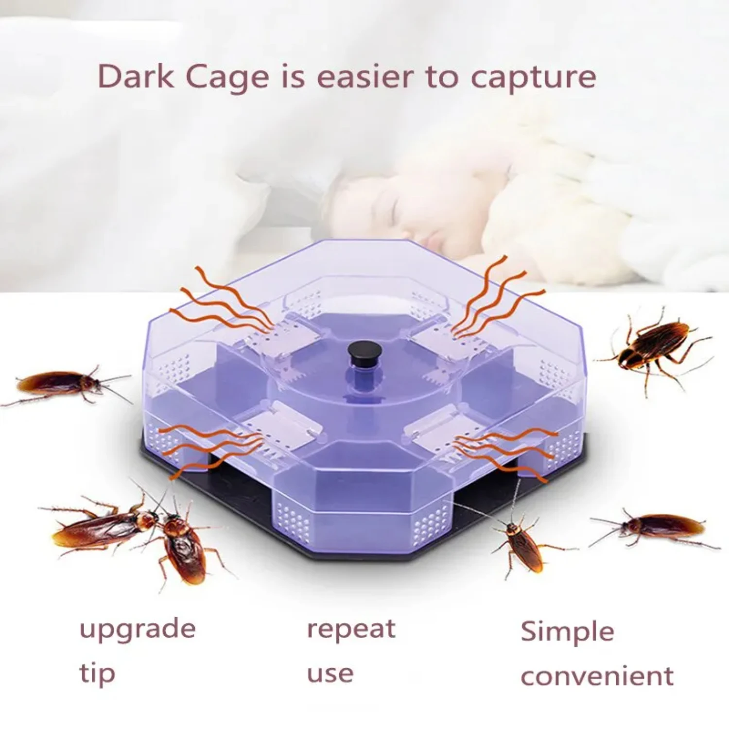 Cockroach Trap Bug Catching Tool Cockroach Box  Indoor  Safety Physical Bug Size Pass Kill Trap Trap