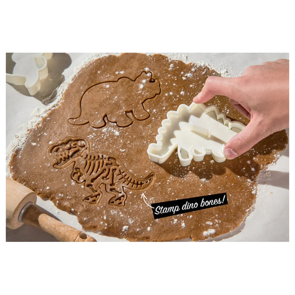 6pcs Dinosaur Cake Mold Plastic Fondant Cake Sugar Craft Kitchen Decoration Cookie Baking Tools