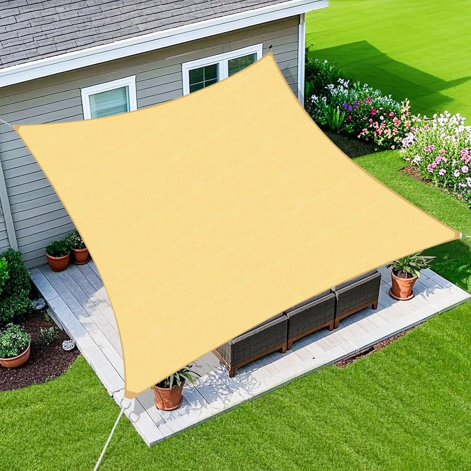 

Curved Sun Shade Sail 16x20 ft - 95% UV Block HDPE Canopy for Patio, Garden, Backyard