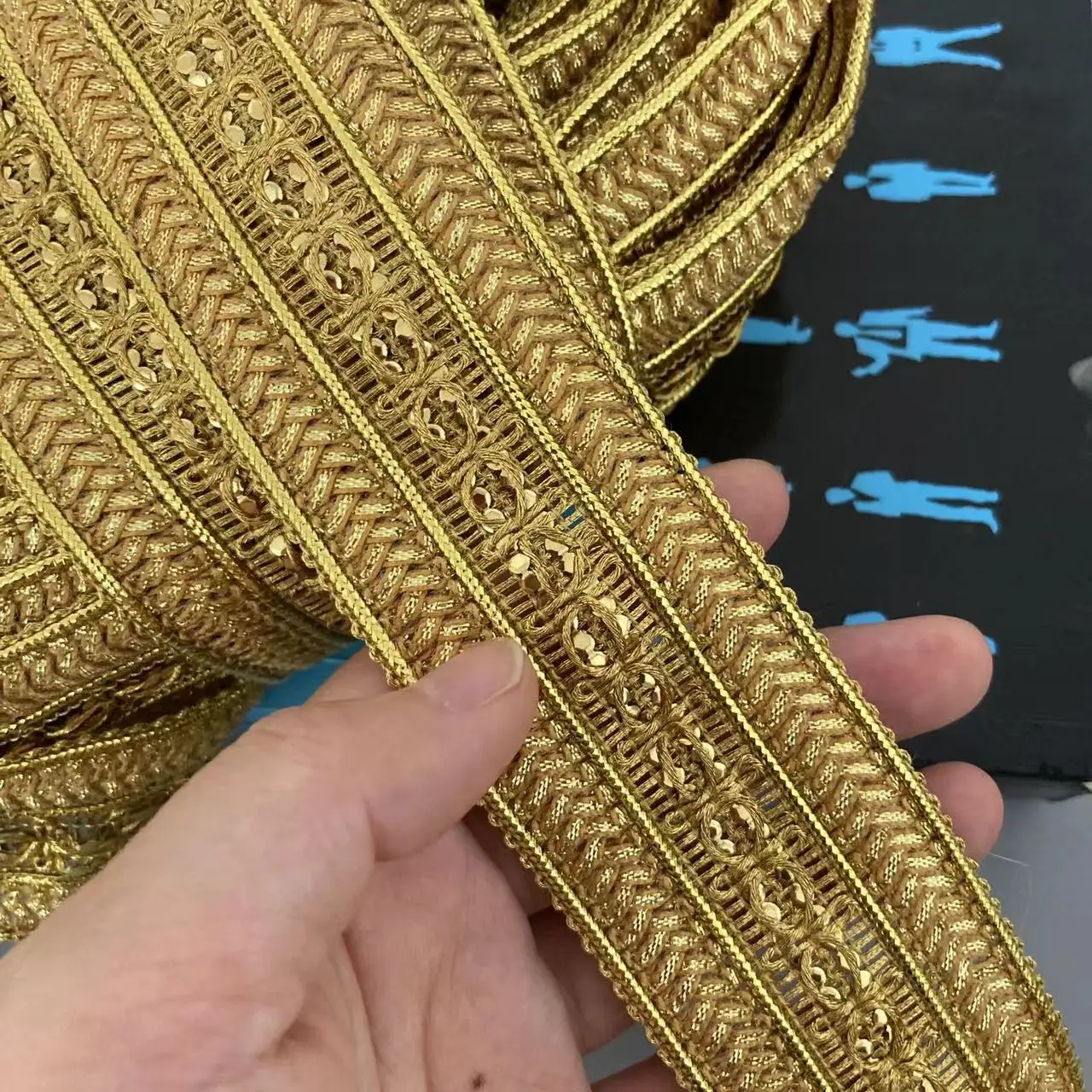 1 Yard 4.5cm Gold Lace Trim Ribbon Gold Thread Webbing Ethnic Style Clothing Embroidery Sequin Fabric Jacquard Accessories New