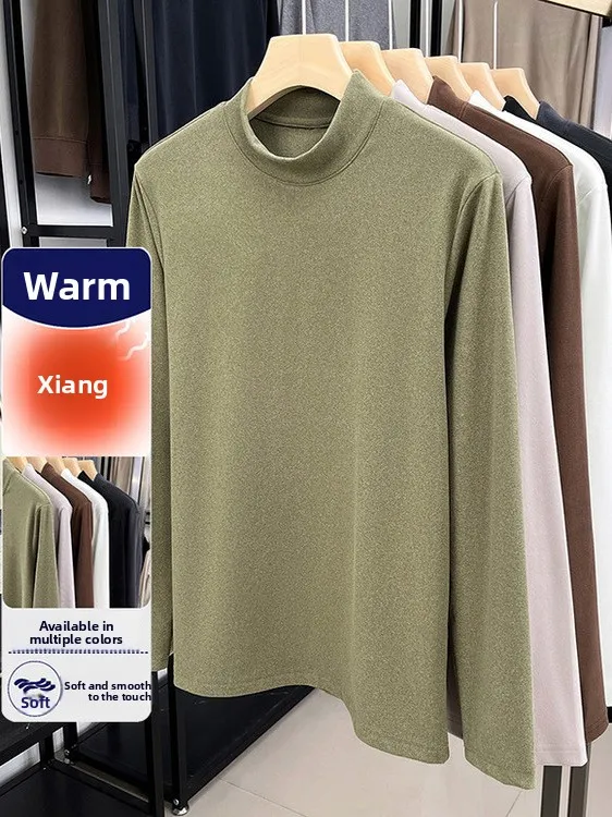 

Double-Faced Fce Sweatirt Men's High Ne Elastic Inner Wear Faionable Long Sve Pullover Busin Casual Sle