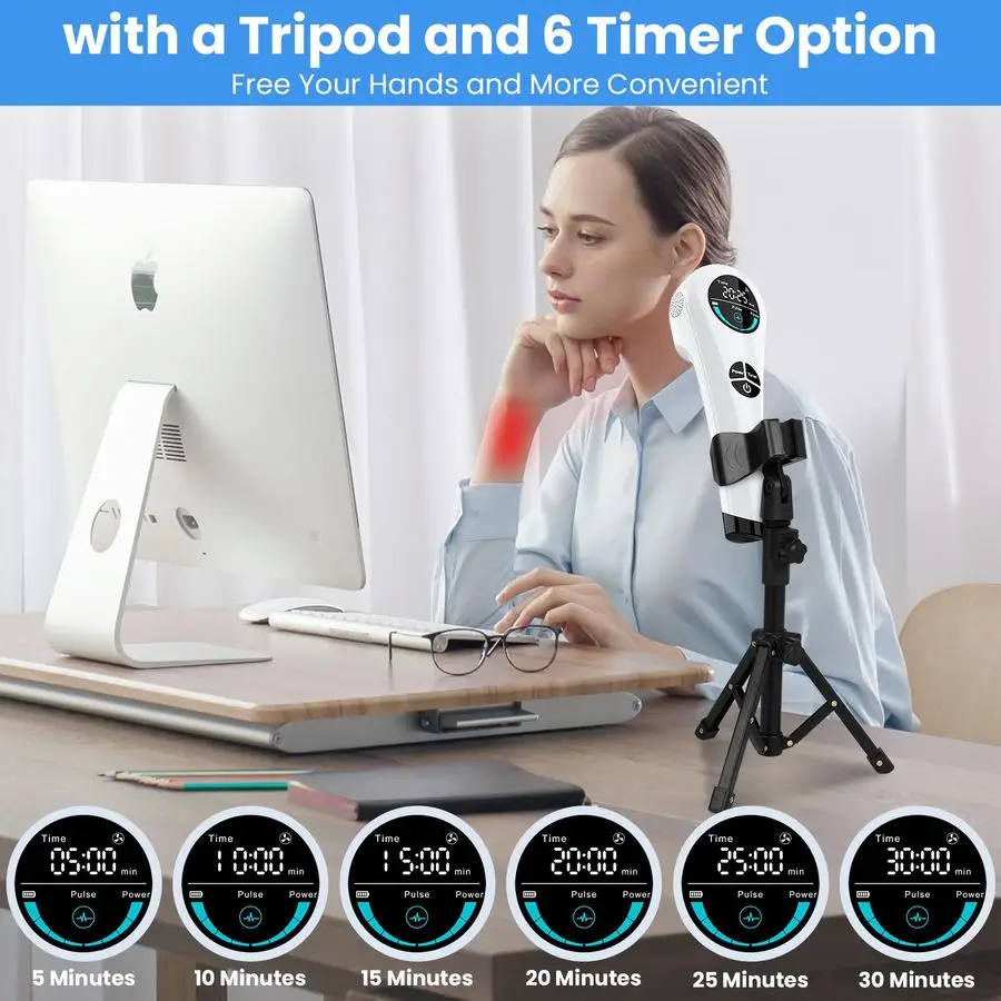 Urządzenie do terapii laserowej ze statywem dla ludzi i psów, 4x808nm i 14x650nm, różdżka do terapii światłem czerwonym na bóle ciała, przenośne.