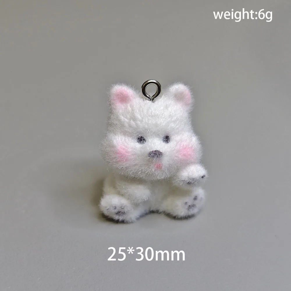 20pcs 3D Flocking Resin Dog Charms Cartoon Puppy Pendant for Necklaces Earrings Handmade Making DIY Jewelry Accessories Supplies