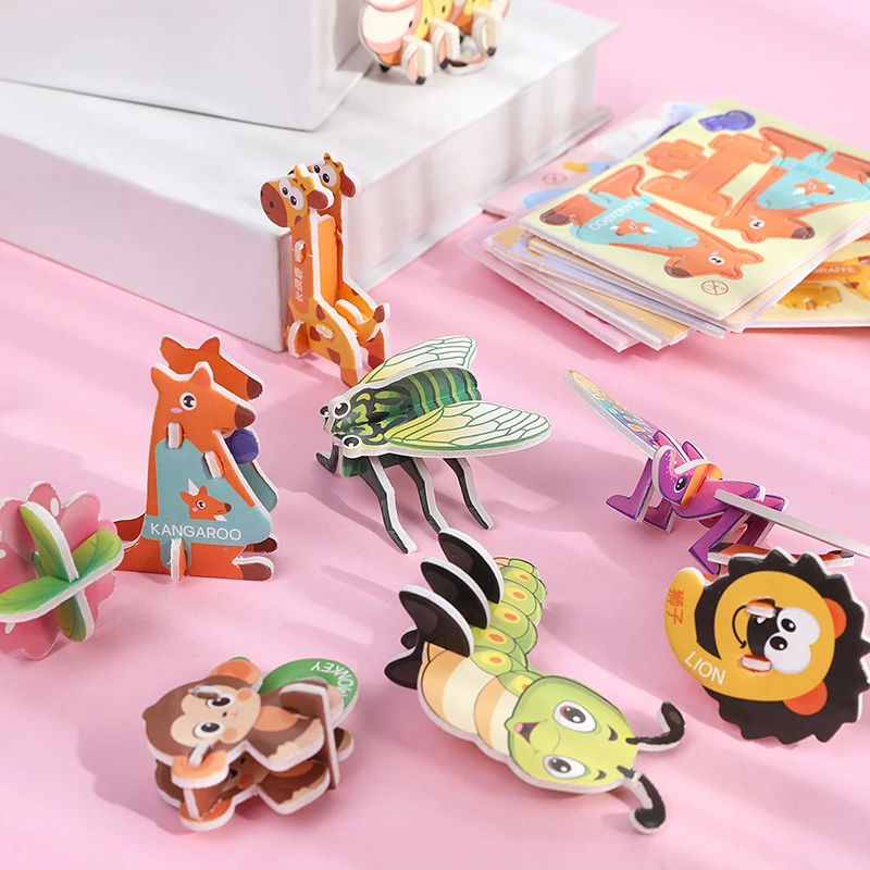 

10Pcs 3D Cartoon Puzzle Mini Animal DIY Paper Jigsaw Toy Kindergarten Rewards Pinata Filler Baby Shower Kids Birthday Party Gift