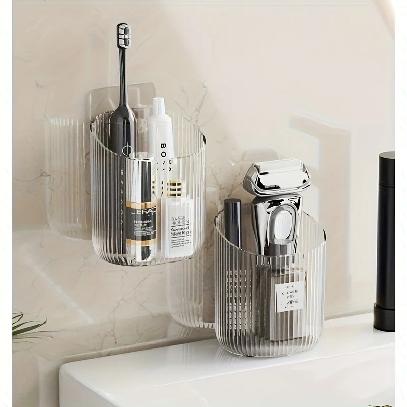 1pc Wand-Montiert Organizer Tasse Multi-Funktionale Bad Küche Lagerung Zahnbürste Halter Platzsparende Bad Zubehör – Detail 5