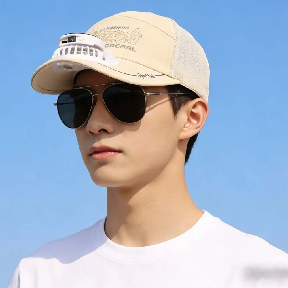 Portable Solar Powered Fan Baseball Cap 300mA Adjustable Rechargeable Fan Hat Lightweight Long-lasting Cooling Fan Peaked Cap